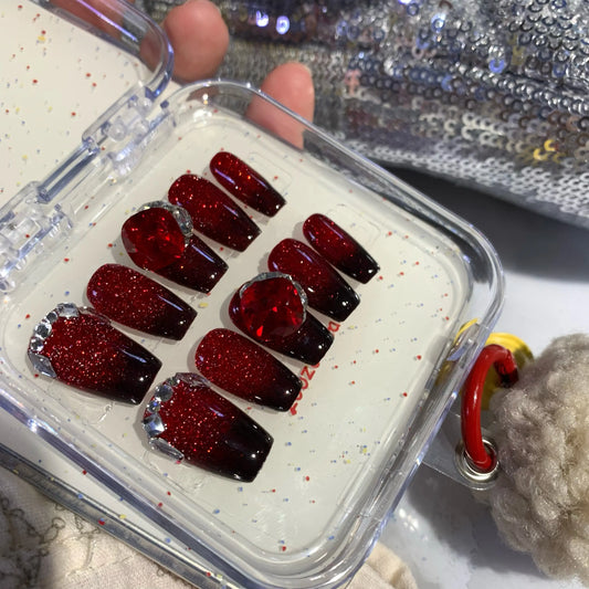 Close-up of the rich oxblood color and velvety matte texture.