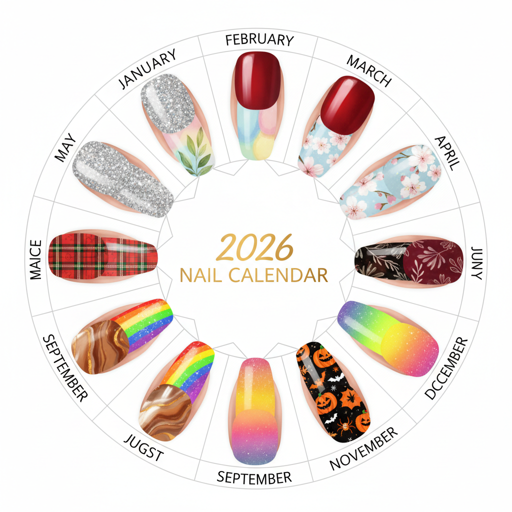 Month by month nail trend calendar 2026 guide - TsukiNails