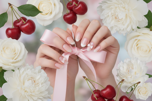 Coquette aesthetic nail trend guide with bows and pearls - TsukiNails