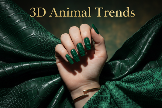 3D crocodile and snake print nail trend guide - TsukiNails