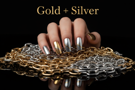 Mixed metal nail trend guide gold and silver chrome - TsukiNails