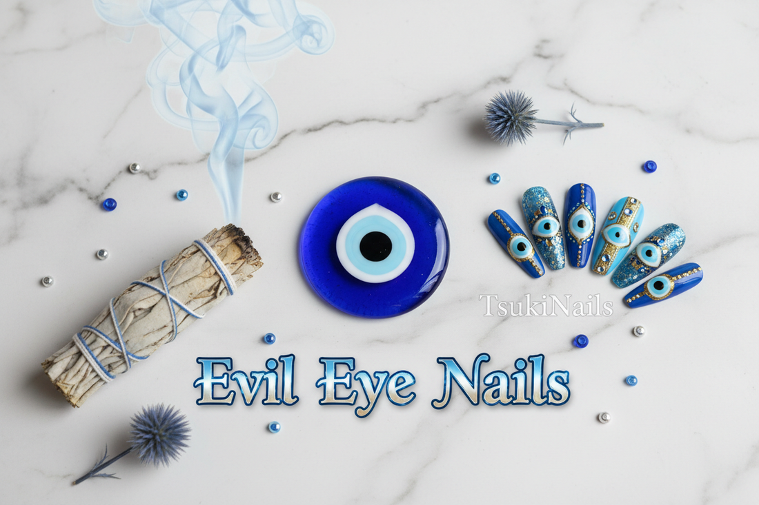 Evil eye nail art trend spiritual protection manicure - TsukiNails