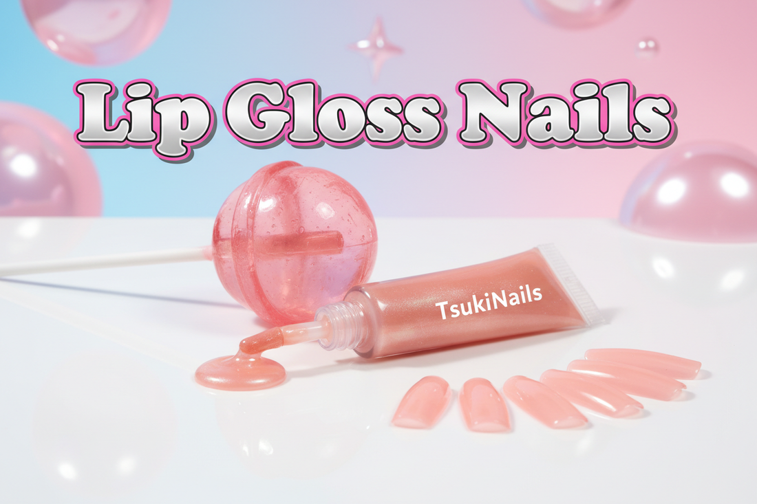 Lip gloss nail trend sheer pink jelly manicure guide - TsukiNails