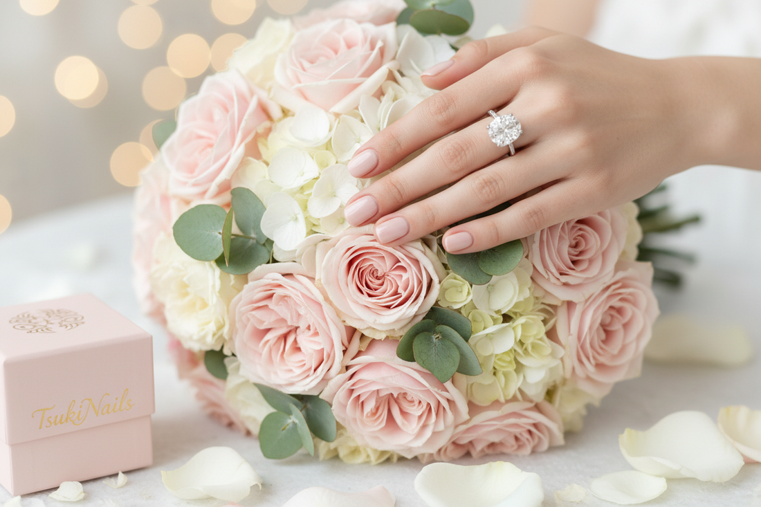 Best press on nail colors for engagement ring selfies - TsukiNails