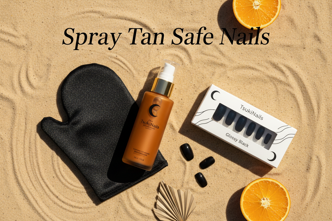 How to protect press on nails from spray tan stains guide - TsukiNails