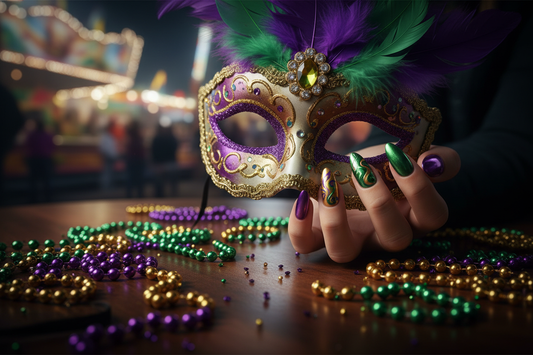 Mardi gras 2026 nail art ideas purple green gold - TsukiNails