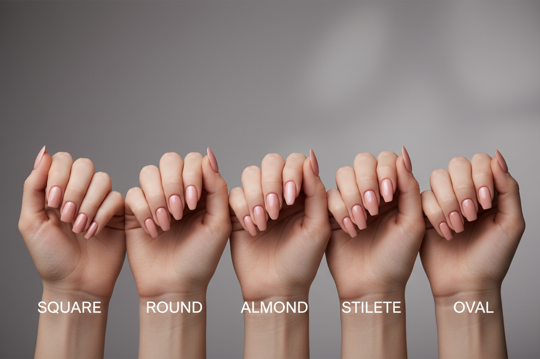 Press-on nail shape guide - square, oval, almond, coffin, stiletto comparison