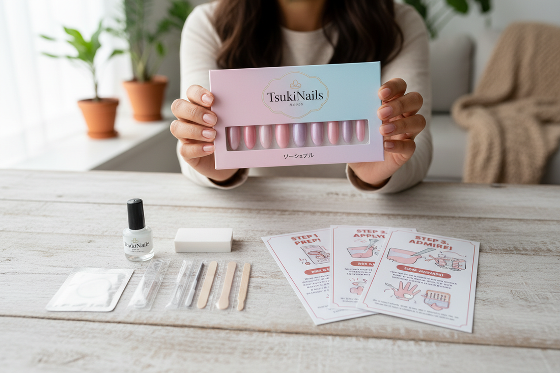 Press-on nails beginner guide 2026 - TsukiNails first-timer starter kit with complete tools and instructions