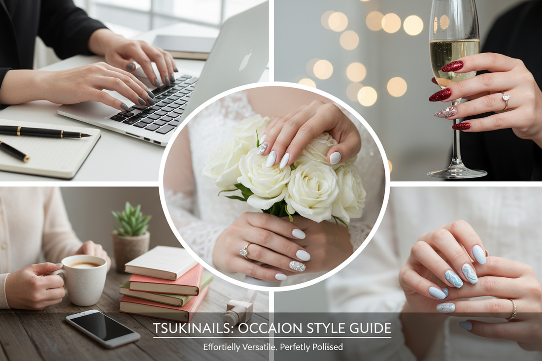 Press-on nails occasion style guide 2026 - TsukiNails versatile designs for work weddings parties casual events