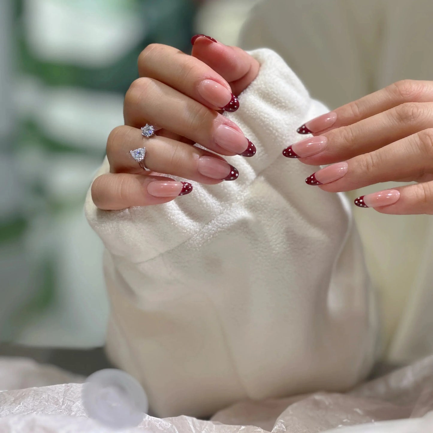 Fun and polished everyday manicure with Polka Dot Promenade press on nails.

