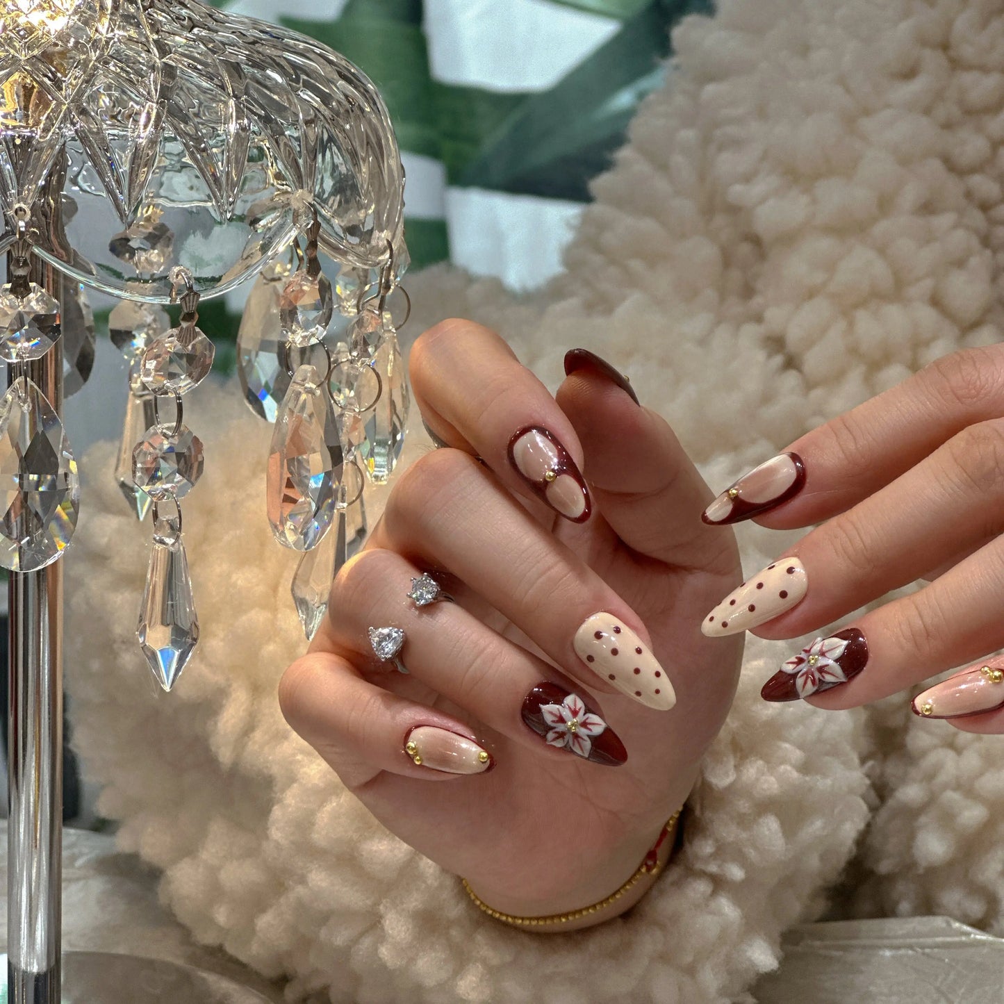 Winter manicure with Frosted Whimsy glitter French tip nails.